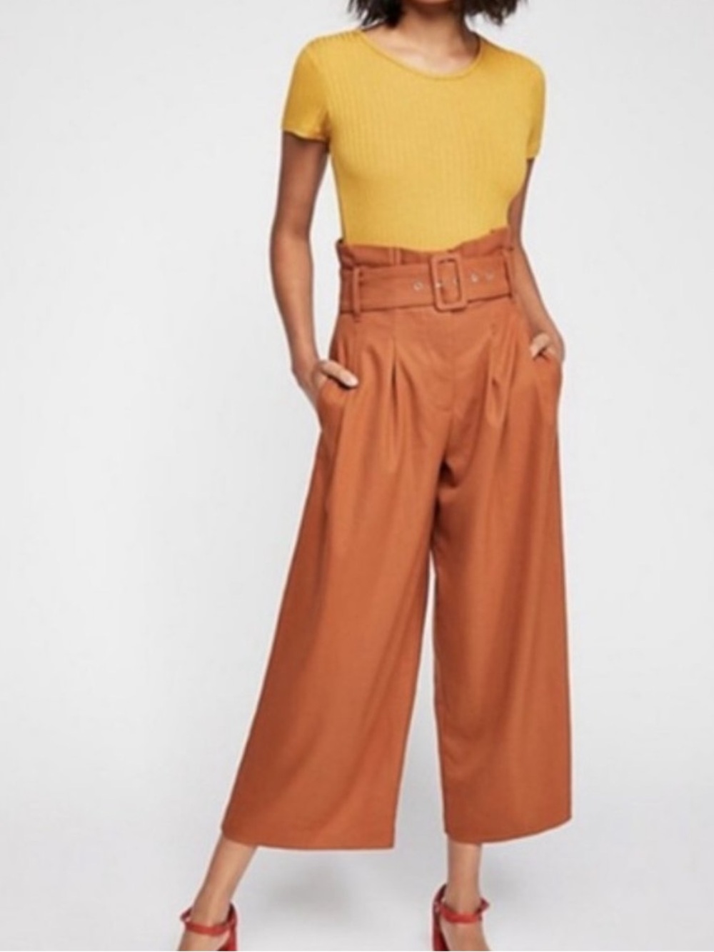 Free People Wide Leg Paper Bag Belted Isla Trouser